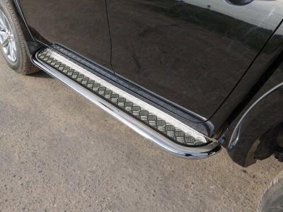 Пороги с площадкой 75х42 мм - Mitsubishi L200 2015-2024 - Пороги - 