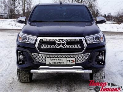 Защита переднего бампера с ДХО 76,1мм. - Toyota Hilux 2015-2024 - Защита переднего бампера  - 
