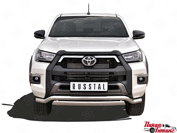 Toyota Hilux / Защита переднего бампера / Защита переднего бампера d63 волна-d75х42 дуга