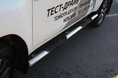 Пороги с проступями d76  - Toyota Hilux 2015-2024 - Пороги - 
