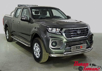 Great Wall / Защита переднего бампера / Защита переднего бампера для GW Wingle 7 / Защита передняя нижняя (двойная) 76,1/42,4 мм для Wingle 7