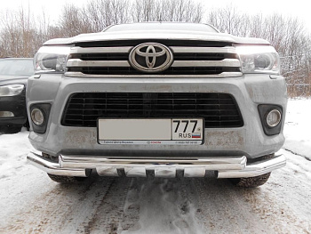 Toyota Hilux / Защита переднего бампера / Защита переднего бампера d-76 с доп.накладками