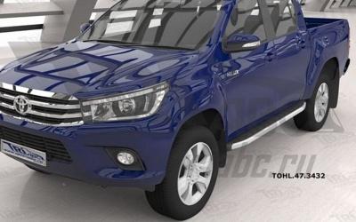 Пороги алюминиевые (Alyans) - Toyota Hilux 2015-2024 - Пороги - 