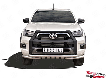 Toyota Hilux / Защита переднего бампера / Защита переднего бампера d63 секции-d63 уголки+клыки