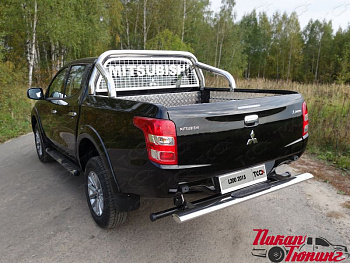 Mitsubishi / L200 2015-2024 / Защита заднего бампера / Защита заднего бампера (с накладкой) 120х60 мм.