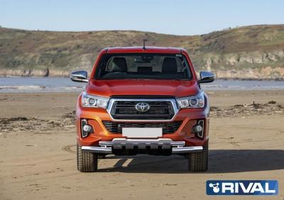 Защита переднего бампера d76+d57 с профильной защитой картера, ONYX и Exclusive - Toyota Hilux 2015-2024 - Защита переднего бампера  - 