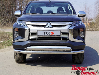 Mitsubishi / L200 2015-2024 / Защита переднего бампера / Защита переднего бампера (нижняя, двойная)  76,1/75 мм.