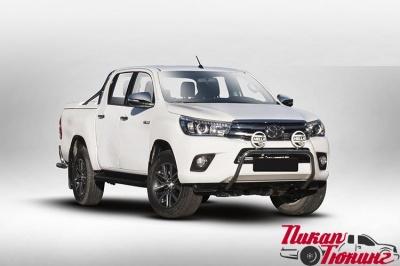 Решетка переднего бампера, мини низкая d42 для ПТФ - Toyota Hilux 2015-2024 - Защита переднего бампера  - 