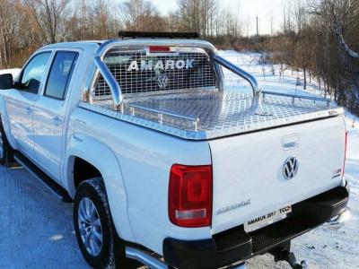Защитные дуги кузова с защитой заднего стекла со светодиодной фарой 76,1 мм (на крышку фирмы TCC) - Volkswagen Amarok - Защитные дуги - 