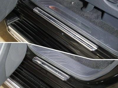 Накладки на пороги (лист зеркальный с полосой) - Mercedes X-Class - Накладки - 
