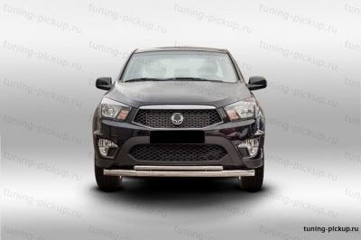 Защита переднего бампера труба d76/42 двойная - Ssang Yong - Защита переднего бампера - 