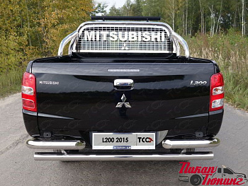 Mitsubishi / L200 2015-2024 / Защитные дуги в кузов / Защитная дуга кузова и заднего стекла 75х42 мм со светодиодной фарой (для кузова)