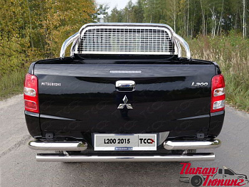 Mitsubishi / L200 2015-2024 / Защитные дуги в кузов / Защитная дуга кузова и защита заднего стекла 75х42 мм (для кузова, без надписи)