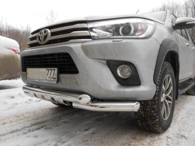 Защита переднего бампера d-76 с доп.накладками - Toyota Hilux 2015-2024 - Защита переднего бампера  - 