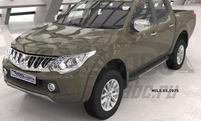 Пороги алюминиевые (Onyx) - Mitsubishi L200 2015-2024 - Пороги - 