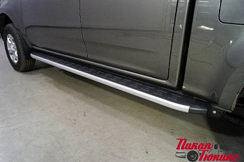 Great Wall / Пороги / Пороги для Wingle 7 / Пороги алюминиевые с пластиковой накладкой (карбон серебро) 2220 мм для Wingle 7