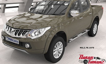 Mitsubishi / L200 2015-2024 / Пороги / Пороги алюминиевые (Emerald silver)