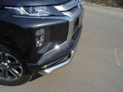 Защита переднего бампера (нижняя, двойная)  76,1/75 мм. - Mitsubishi L200 2015-2024 - Защита переднего бампера - 
