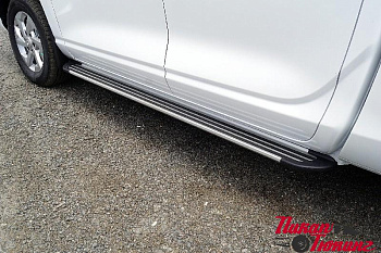 Great Wall / Пороги / Пороги для GW Poer King Kong / Пороги алюминиевые "Slim Line Silver" 2020 мм для Poer King Kong