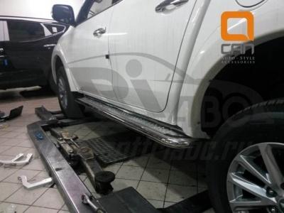 Пороги нержавеющая труба с листом C2 d60mm - Mitsubishi L200 2015-2024 - Пороги - 
