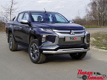 Mitsubishi / L200 2015-2024 / Защита переднего бампера / Защита переднего бампера (нижняя, овальная) 75х42 мм.