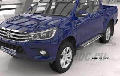 Пороги алюминиевые (Topaz) - Toyota Hilux 2015-2023 - Пороги - 