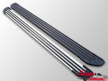 Toyota Hilux / Пороги / Пороги алюминиевые `Slim Line Black / Silver` 1920 мм