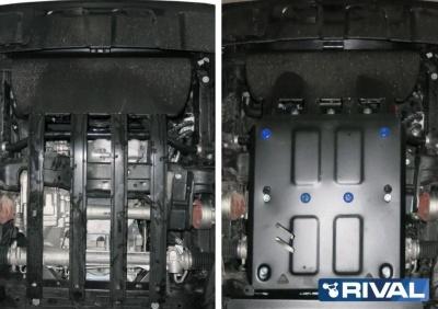 Защита картера стальная + комплект крепежа RIVAL V 2.0TDI; 3.0TDI - Volkswagen Amarok - Защита картера, кпп и топливного бака - 