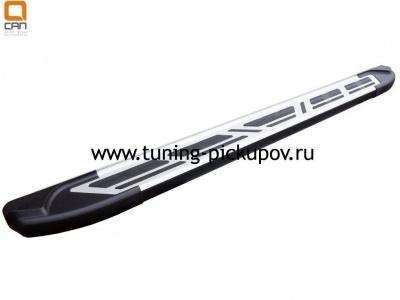 Пороги алюминиевые (Corund Silver) Triton - Mitsubishi L200 2006-2015 - Пороги - 