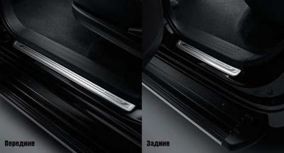 Накладки на пороги двери - Mitsubishi L200 2015-2023 - Хромированные накладки  - 