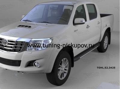 Пороги алюминиевые (Onyx) - Toyota Hilux 2011-2015 - Пороги - 
