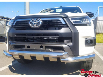 Toyota Hilux / Защита переднего бампера / Защита переднего бампера  Black Onyx 2020+