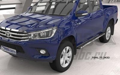 Пороги алюминиевые (Emerald Black) - Toyota Hilux 2015-2024 - Пороги - 