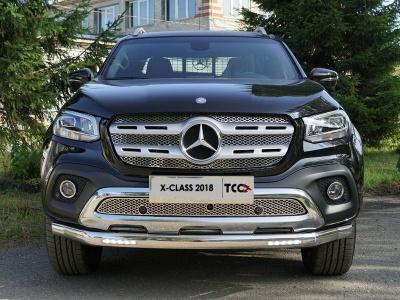 Защита передняя нижняя (овальная с ДХО) 75х42 мм. - Mercedes X-Class - Защита переднего бампера - 