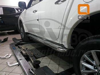 Mitsubishi / L200 2015-2024 / Пороги / Пороги нержавеющая труба с листом C2 d60mm