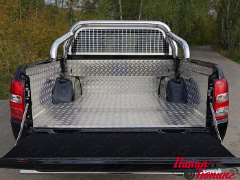 Mitsubishi / L200 2015-2024 / Защитные дуги в кузов / Защитная дуга в кузов и защита заднего стекла 76,1 мм (для кузова, без надписи)