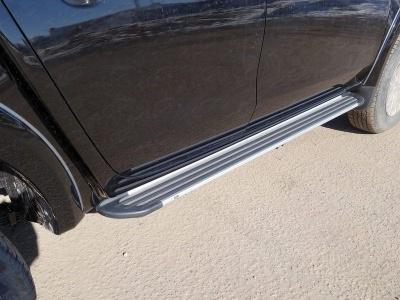 Пороги алюминиевые `Slim Line Silver` 1820 мм - Mitsubishi L200 2015-2024 - Пороги - 