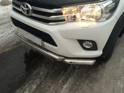 Защита переднего бампера d-76 с доп.накладками - Toyota Hilux 2015-2024 - Защита переднего бампера  - 