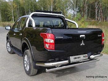 Mitsubishi / L200 2015-2024 / Защитные дуги в кузов / Защитная дуга в кузов 76,1 мм. со светодиодной фарой